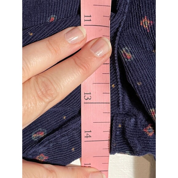 Vintage Corduroy Pants Navy Red Print High Waist Button Leg 80s 90s Boho 29x28 - Picture 15 of 16